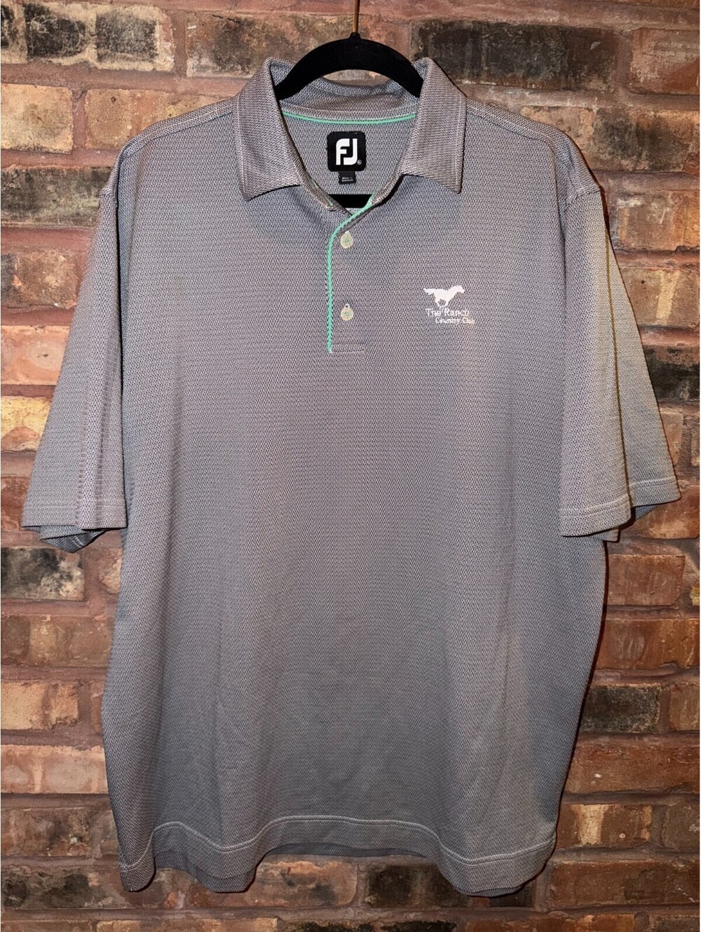 Footjoy The Ranch Country Club Men's XL Golf Polo Shirt Gray Geometric